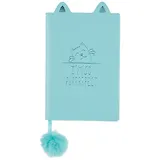 Записная книжка А6 48л лин. "КОТИК" голуб.мягк.переплёт, тиснение фольгой, ляссе с помпоном, инд.уп.