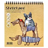 Скетчбук 168*195 40л "Смешные собаки" крафт бумага 80г/м2, карт.обл., тв.подложка, гребень