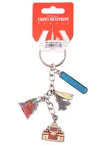 Брелок металлический гроздь эмаль Спас-Исаакий-Медный