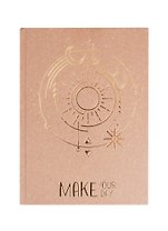 Книга для записей А5- 96л "MakeYourDay" 7Б, крафт, тисение золот.фольгой, тонир.дизайнерск.блок
