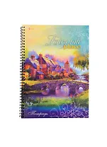 Тетрадь А4 96л кл. "Райские домики" евроспираль, мел.карт., выб.лак.,блёстки,офсет, Listoff