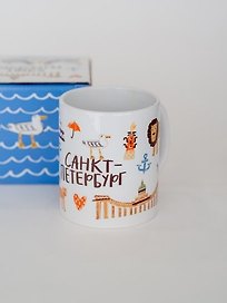 Кружка СПб Символы города (лев) (керамика) (330мл) (коробка)