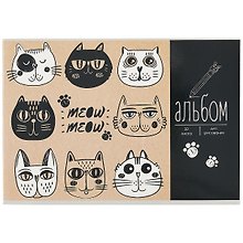 Альбом для рисования «Мяу-мяу» Academy Style А4, 32 листа, скрепка