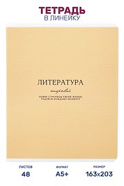 Тетрадь предметная "Литература", 48 листов в линейку серии "Dreamy", со справочным материалом, на скрепке, Be Smart
