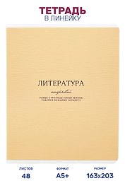 Тетрадь предметная "Литература", 48 листов в линейку серии "Dreamy", со справочным материалом, на скрепке, Be Smart
