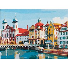 Картина-раскраска по номерам «Архитектура дневного Люцерна», 22 х 30 см, 14 цветов, Рыжий Кот