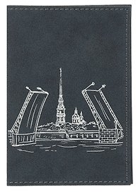 Обложка для паспорта СПб Мосты (эко кожа, нубук) (ОПН2024-6)