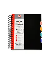 Тетрадь 200л кл. пласт.обл., тонир.блок, евроспираль, 4 цв.разделителя, инд.уп., ассорти, Listoff