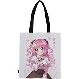 Сумка-шоппер Аниме Девушка с бантиком ,Сёдзё, цветная 40см.*32см.