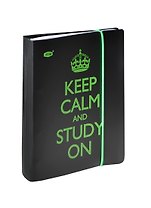 Тетрадь 120л кл. "KEEP CALM" на кольцах, смен.блок, прозр.пластик.обл., резинка, stila