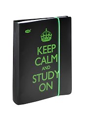 Тетрадь 120л кл. "KEEP CALM" на кольцах, смен.блок, прозр.пластик.обл., резинка, stila
