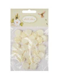 Цветочки пластиковые, 1.5 см, молочные, 25 штук