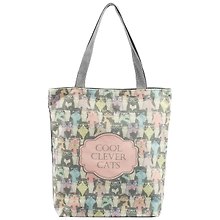 Сумка-шоппер на молнии Cool Clever Cats 38*35см (текстиль, флис)