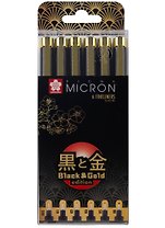 Ручки капиллярные черные 06шт "Pigma Micron Gold Limited Edition"