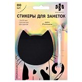 Блок для записей 70*70мм 80л "КОТ" бумажный, чёрный, бел.гелев.ручка, инд.уп., европодвес из гологр.картона