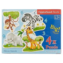 Пазл Castorland 3+4+6+9эл 4 в 1 Африканские животные