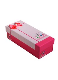 Коробка подарочная 9*23,5*6,2см, декор. бант, с бусиной, розовая, картон, Хансибэг