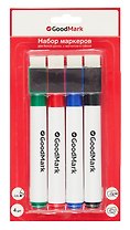 Маркеры для досок с магнитом и губкой GoodMark, 4 цвета