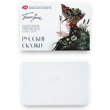 Краски акварельные 12цв "Белые Ночи. Русские сказки" 2,5мл, кюветы, съемн.палитра, пласт.пенал, ЗХК