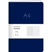 Книга для записей А4 80л лин. "Format" син.иск.кожа, интегр.переплет, тиснение фольгой, скругл.углы, инд.уп.