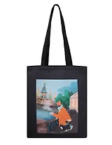 Сумка-шоппер СПб Ноксо Наедине с Петербургом Возле Спаса (черная) (текстиль) (40х32) (СК2025-302)
