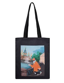 Сумка-шоппер СПб Ноксо Наедине с Петербургом Возле Спаса (черная) (текстиль) (40х32) (СК2025-302)