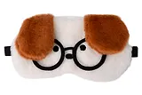Маска для сна Собачка белая в очках с коричневыми ушами (плюш) (пакет) (12-37395-202508-XP11) (Lafilaf)