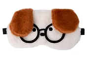 Маска для сна Собачка белая в очках с коричневыми ушами (плюш) (пакет) (12-37395-202508-XP11) (Lafilaf)
