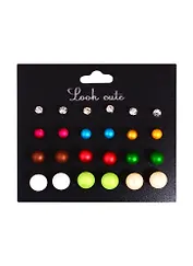 Бижутерия Пусеты в наборе, 12 пар Шары и стразы (упаковка)