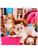 Набор д/творчества Рыжий кот Холст с красками 20х20см по номерам. (14 цв.) Пушистые котята ХК-3651