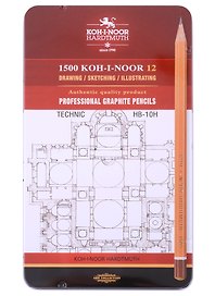 Карандаши чернографитные. 12 штук. HB-10H. Technic. KOH-I-NOOR, 1502012007PL 93527