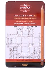 Карандаши чернографитные. 12 штук. HB-10H. Technic. KOH-I-NOOR, 1502012007PL 93527