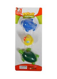 Игрушки для ванной 2 ПВХ (1801) (3шт/дельфинчик уточка черепаха) (3+) (блистер)
