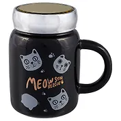 Термокружка с зеркальной крышкой Мордочки котов (керамика) (350 мл) (12-07501-HD358A-3)