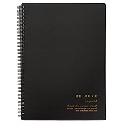 Тетрадь А4 96л кл. "Believe", черный, карт.обл., спираль, ламинация, микротекстурирование, тиснение золотой фольгой