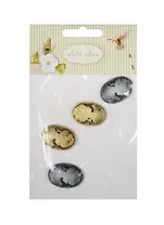 Набор камей 2*2 шт, 1.8*2.5 см, женщина черо-коричневый (11-08631-23)