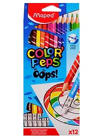 Карандаши цветные с ластиком «Color'Peps Oops», Maped, 12 цветов