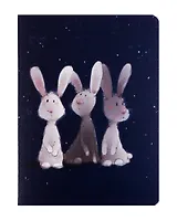 Записная книжка А6 32л кл. "Три кролика «Пух и ухи» темный", сшивка