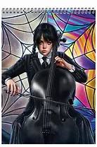 Блокнот А5 60 листов, клетка, "Уэнсдэй" гребень