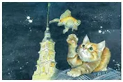 Открытка 10*15 СПб коты Петропавловский собор, О/008/006