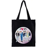 Сумка-шоппер. I love BTS (черная, 38х43 см, длина ручек 58 см)