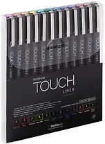Ручки капиллярные  12шт TOUCH Liner Brush, блистер, TOUCH