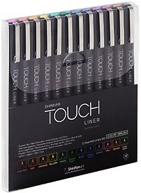 Ручки капиллярные  12шт TOUCH Liner Brush, блистер, TOUCH