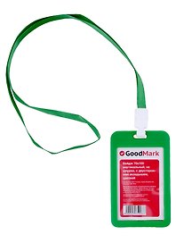 Бейдж 70*100 вертикальный, на шнурке, пластик, цветной, ассорти, GoodMark