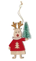 Новогоднее подвесное украшение Олень в свитере с елочкой (дерево) (11х5см) (12-06942-NY-5)