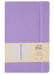Книга для записей А5 96л лин. "Joy Book. Фиалковые сны" иск.кожа, тонир.блок, скругл.углы, ляссе, резинка, карман на задн.форзаце