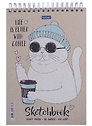 Скетчбук А5 32л "Coffeecat" крафт бумага 170г/м2, тв.подложка, гребень