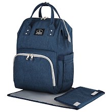 Рюкзак BRAUBERG MOMMY 40*26*17см. синий, коврик, крепления на коляску, термокарманы