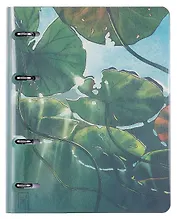 Тетрадь 120л кл. "Кувшинки" на кольцах, иск.кожа, полноцв.печать, интегр.переплет, скр.углы