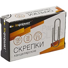 Скрепки оцинкованные круглые, inФОРМАТ, 28 мм, 100 штук